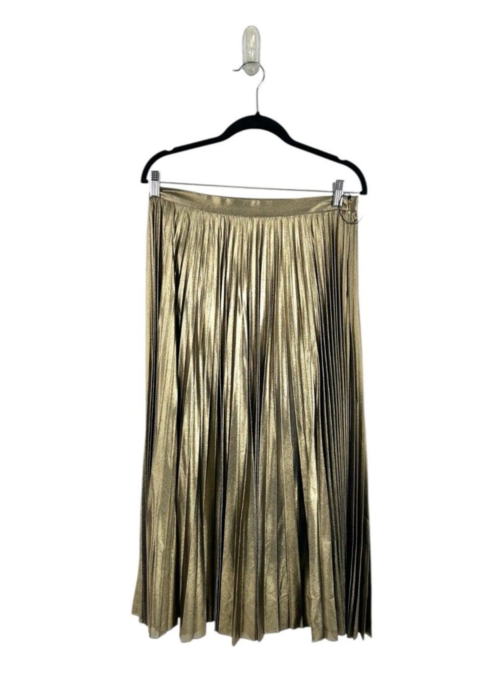 Chico’s Black Label Matellic Gold Accordian Midi‎ Skirt